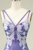 Sheath Spaghetti Straps Purple Sequins Short Homecoming Dress sold by Zapaka