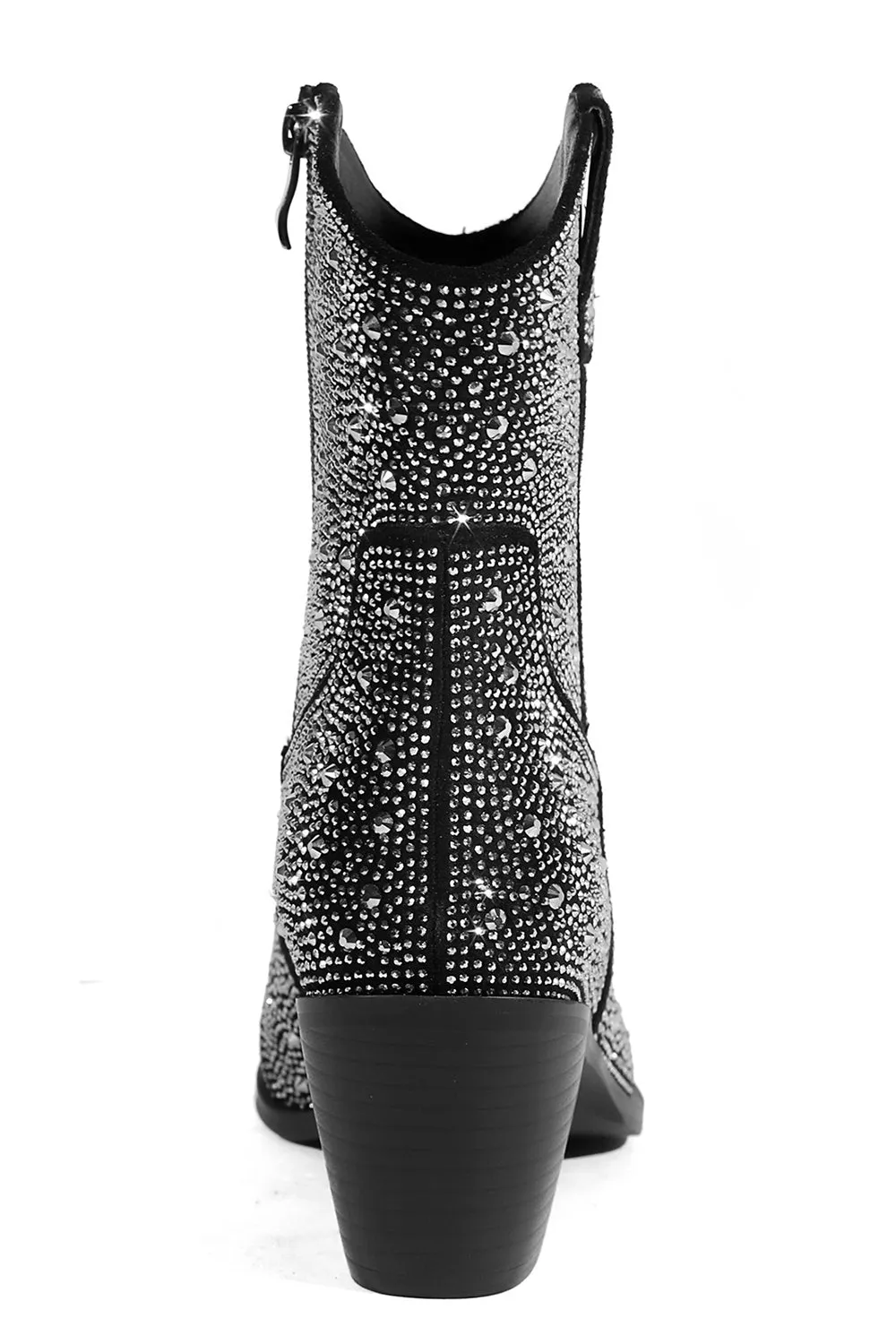 Black Rhinestone Contrast Color Western Ankle Boots sold by Zapaka product image thumbnail 3