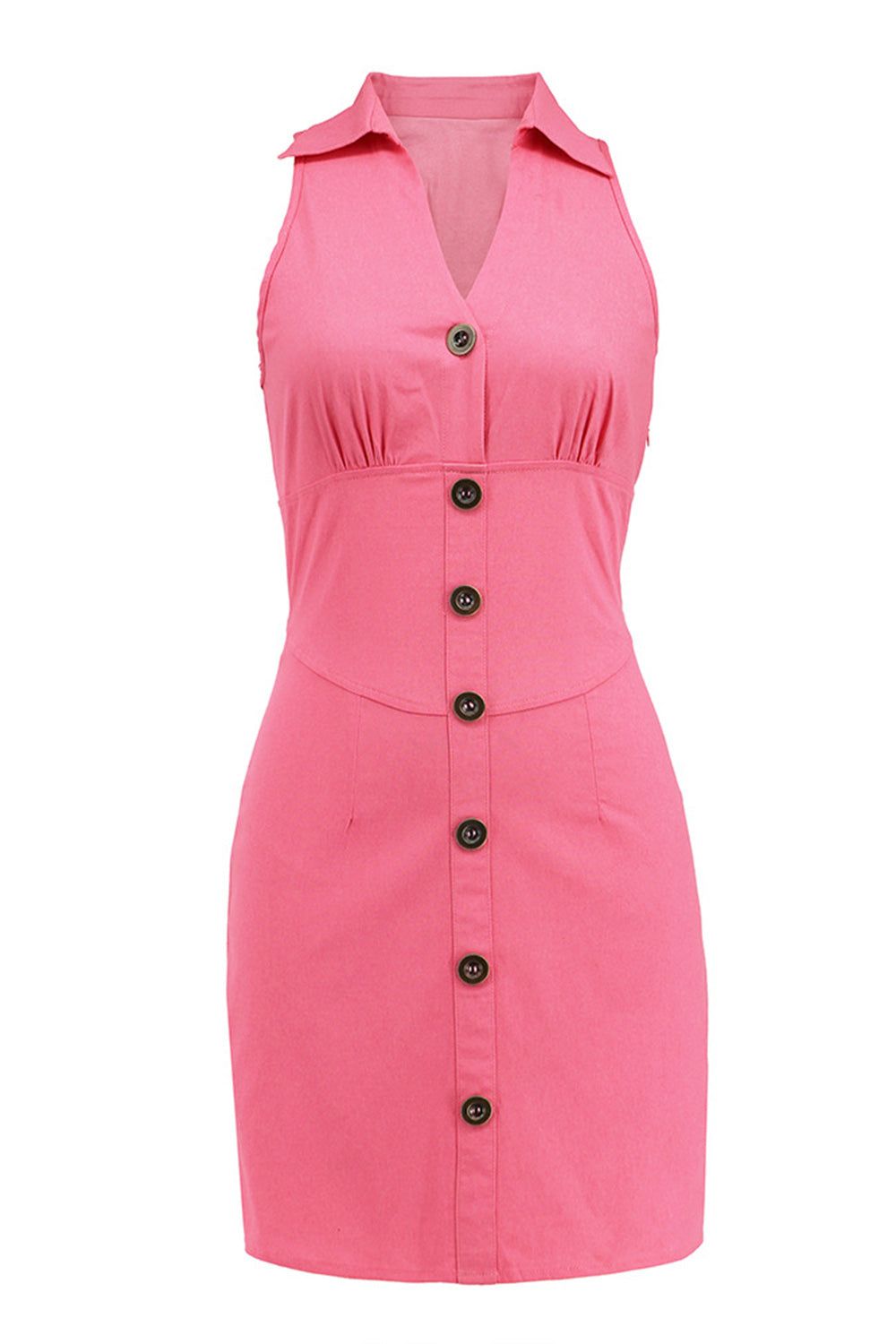 V-Neck Pink Bodycon Party Dress with Button sold by Zapaka