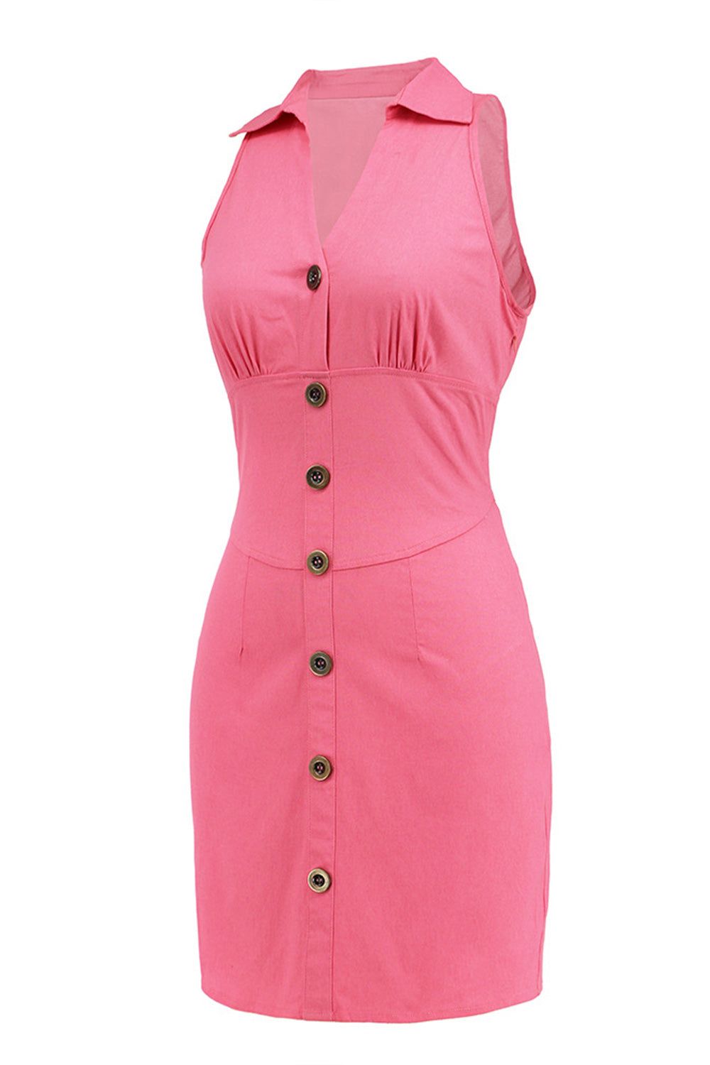 V-Neck Pink Bodycon Party Dress with Button sold by Zapaka product image thumbnail 3