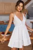 White V Neck Mini Dress sold by Zapaka