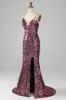 Purple Mermaid Sparkly Prom Dress with Slit sold by Zapaka