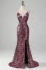 Purple Mermaid Sparkly Prom Dress with Slit sold by Zapaka