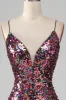 Purple Mermaid Sparkly Prom Dress with Slit sold by Zapaka