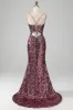 Purple Mermaid Sparkly Prom Dress with Slit sold by Zapaka