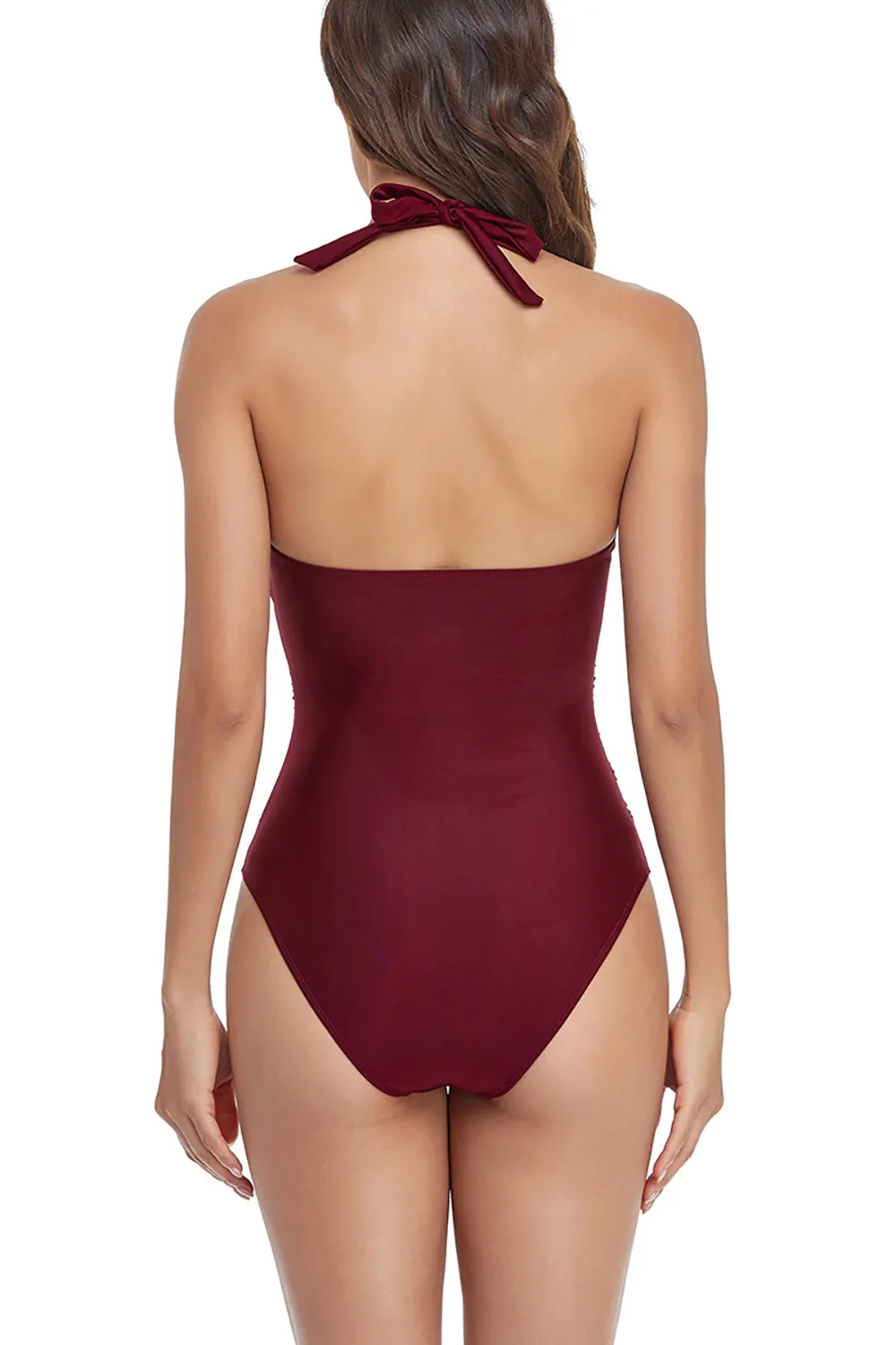 Burgundy One-Piece Swimsuit sold by Zapaka product image thumbnail 2