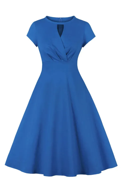 Jewel Blue 1950s Dress with Keyhole sold by Zapaka