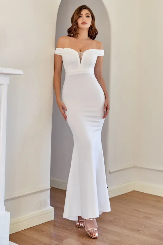 White Off the Shoulder Mermaid Prom Dress sold by Zapaka