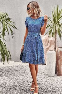 Blue Floral Boho Summer Dress sold by Zapaka