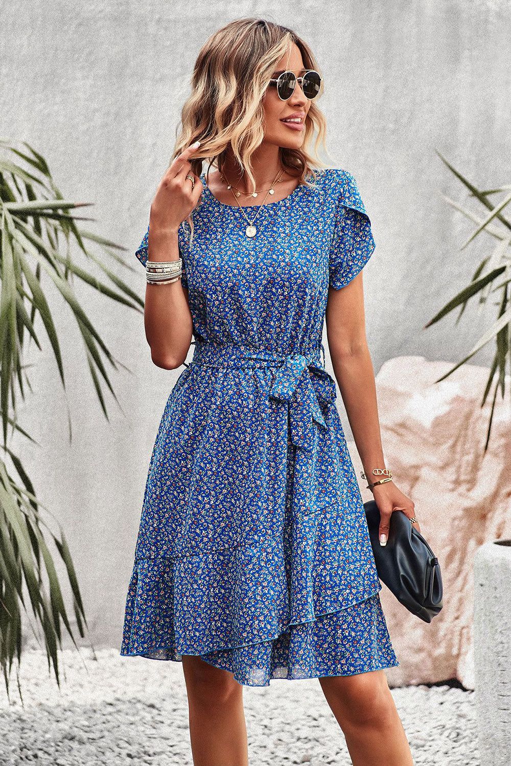 Blue Floral Boho Summer Dress sold by Zapaka