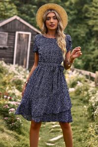 Blue Floral Boho Summer Dress sold by Zapaka