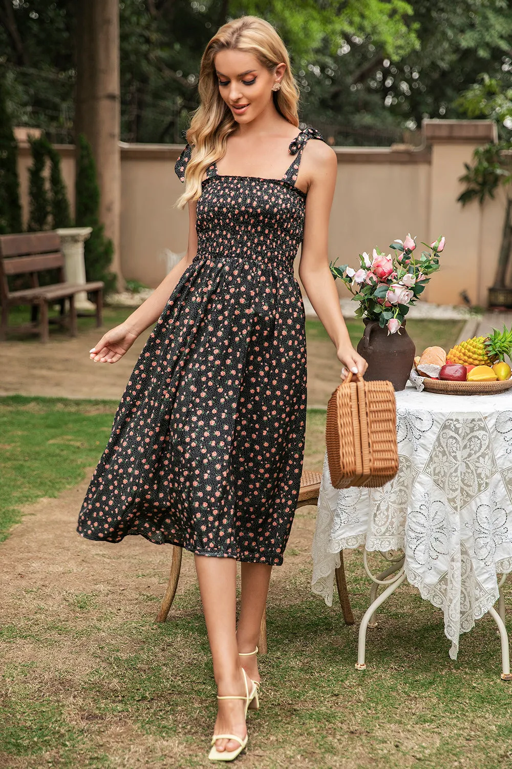 Black Floral Printed Summer Dress sold by Zapaka product image thumbnail 3