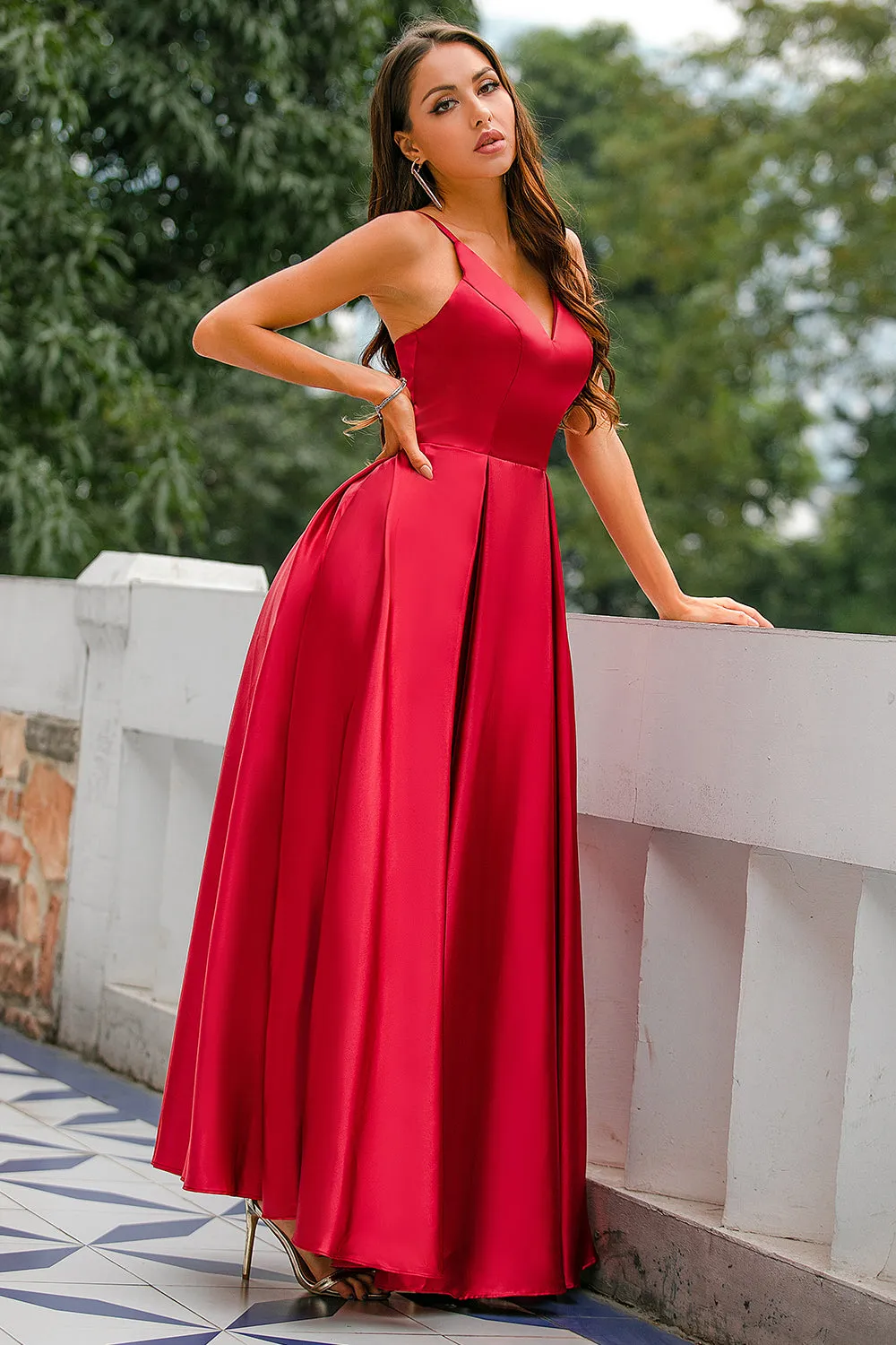 Burgundy Satin Prom Dress sold by Zapaka product image thumbnail 5