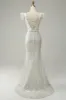 White Sequins V Neck Mermaid Long Prom Dress With Feathers sold by Zapaka
