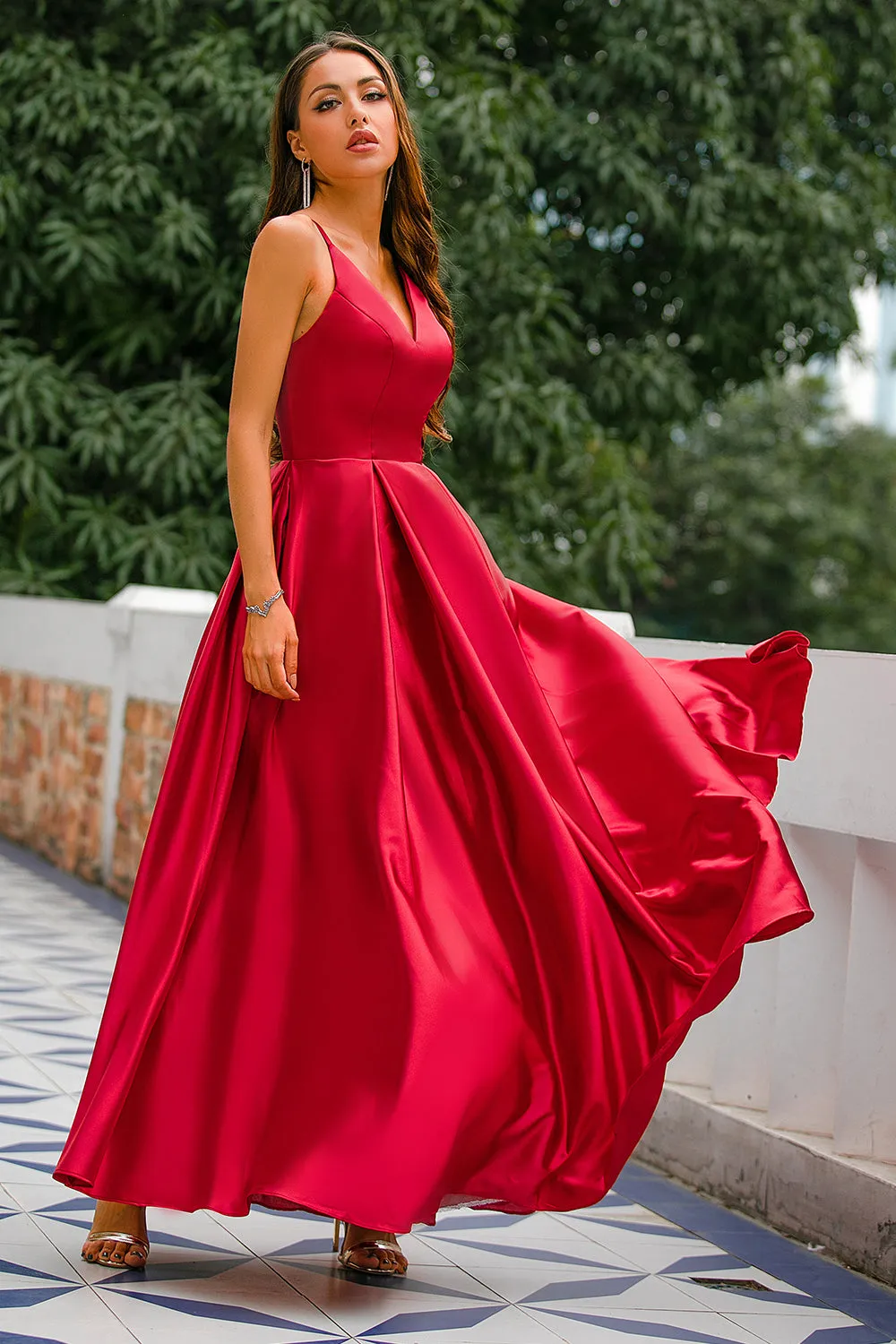 Burgundy Satin Prom Dress sold by Zapaka product image thumbnail 4