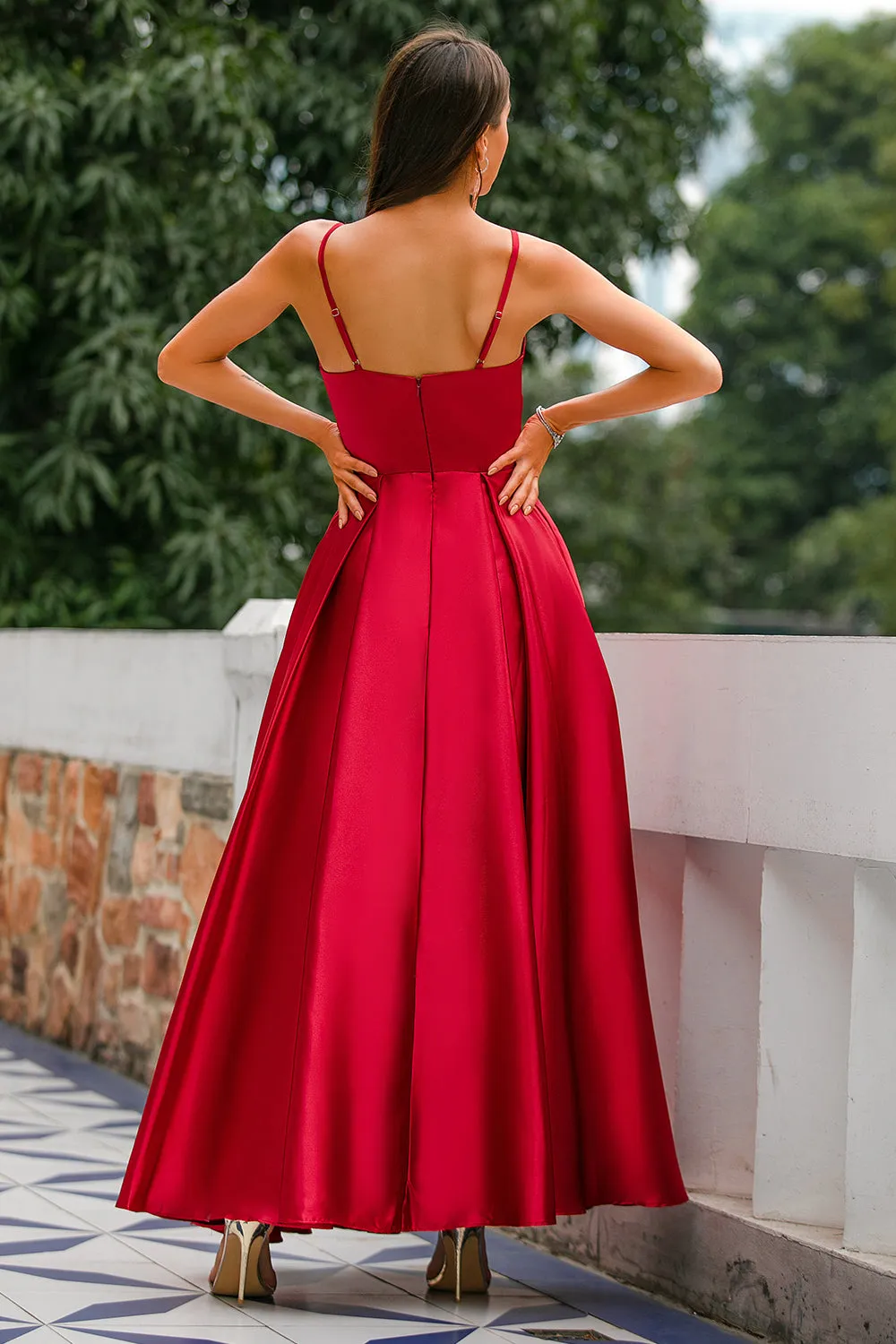 Burgundy Satin Prom Dress sold by Zapaka product image thumbnail 2