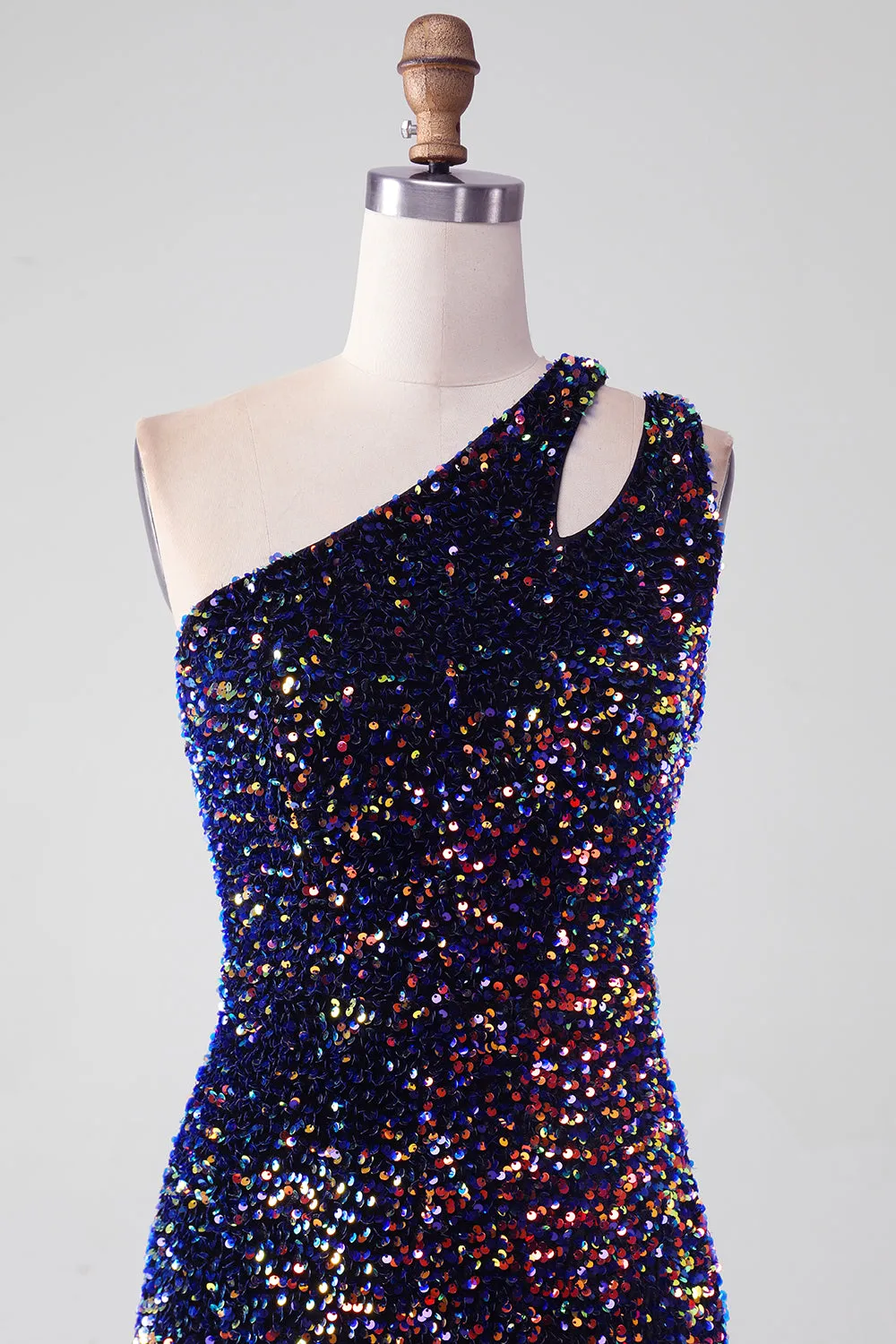 Black Mermaid One Shoulder Sequins Long Prom Dress with Slit sold by Zapaka product image thumbnail 4
