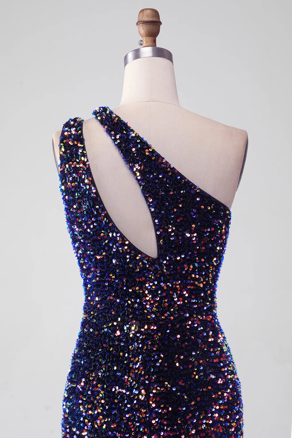 Black Mermaid One Shoulder Sequins Long Prom Dress with Slit sold by Zapaka product image thumbnail 5