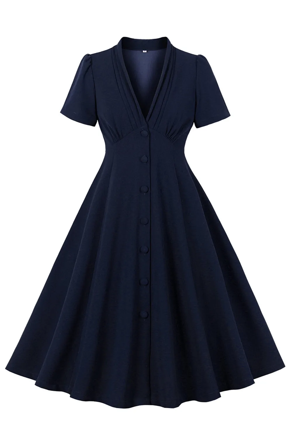 Dark Green V Neck Single Breasted 1950s Dress sold by Zapaka product image thumbnail 5