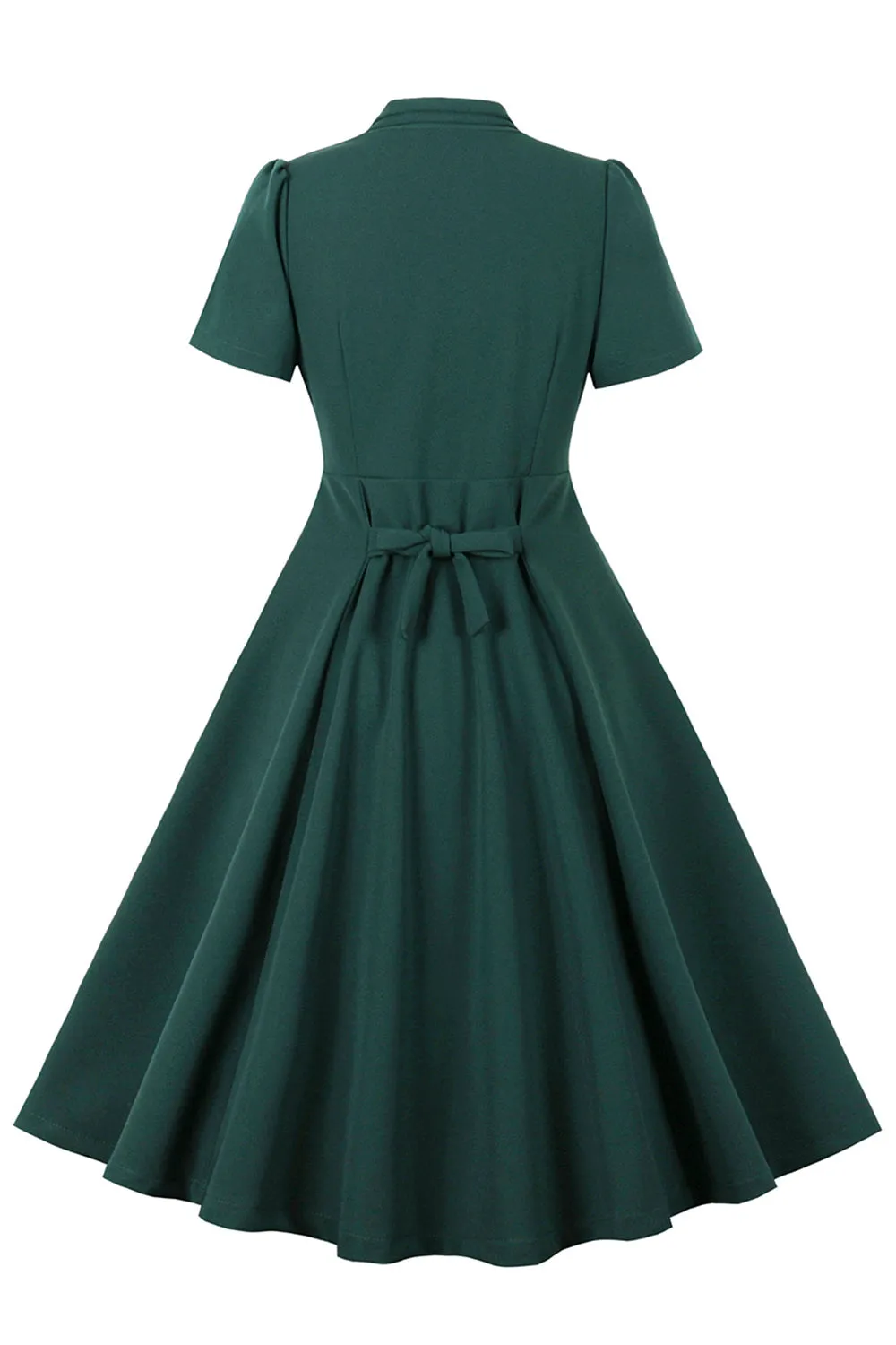 Dark Green V Neck Single Breasted 1950s Dress sold by Zapaka product image thumbnail 2