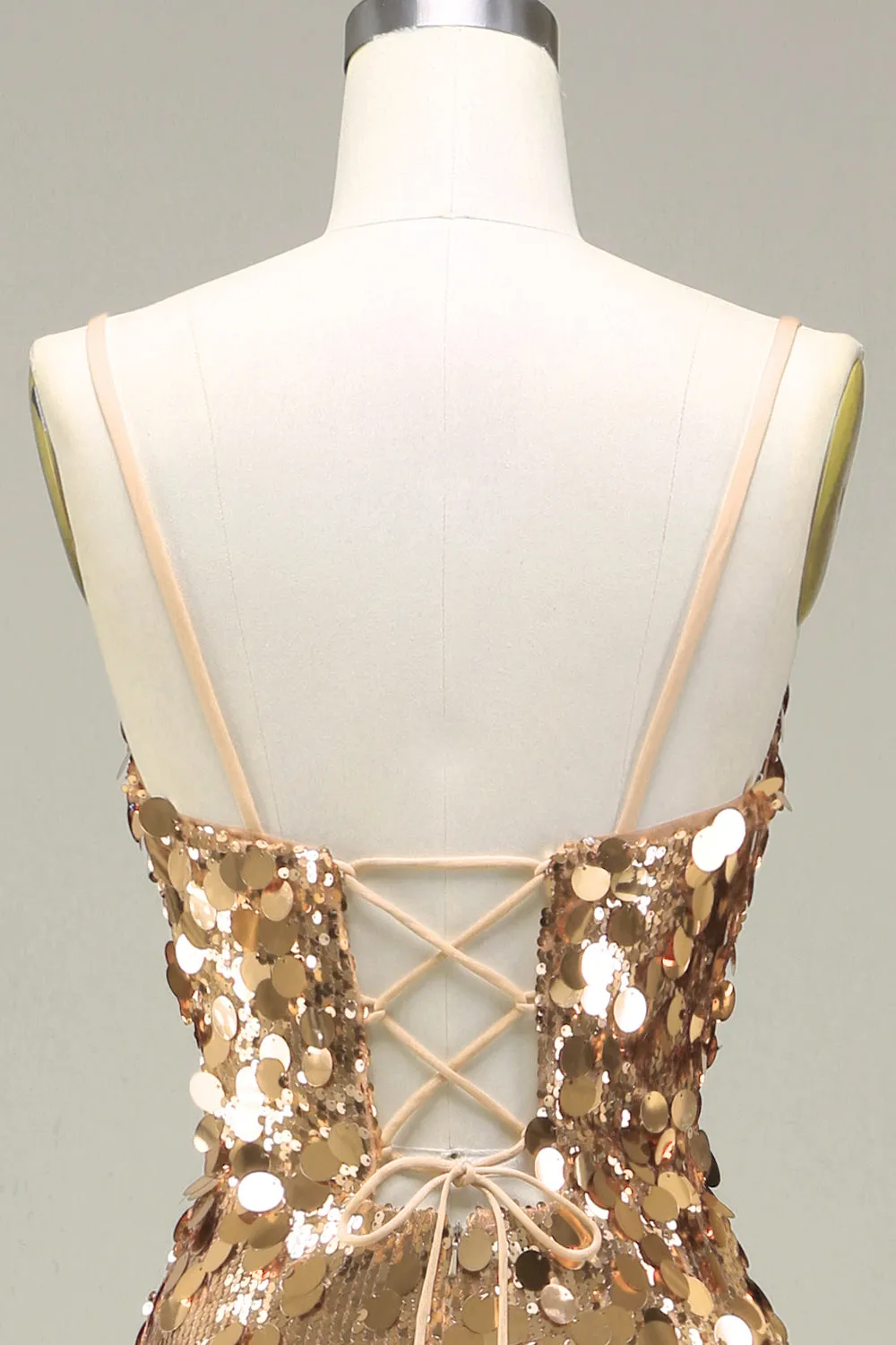 Sparkly Golden Mermaid Sequin Prom Dress With Slit sold by Zapaka product image thumbnail 5