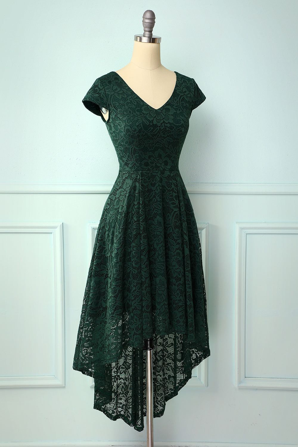 Dark Green High Low Lace Dress sold by Zapaka product image thumbnail 3