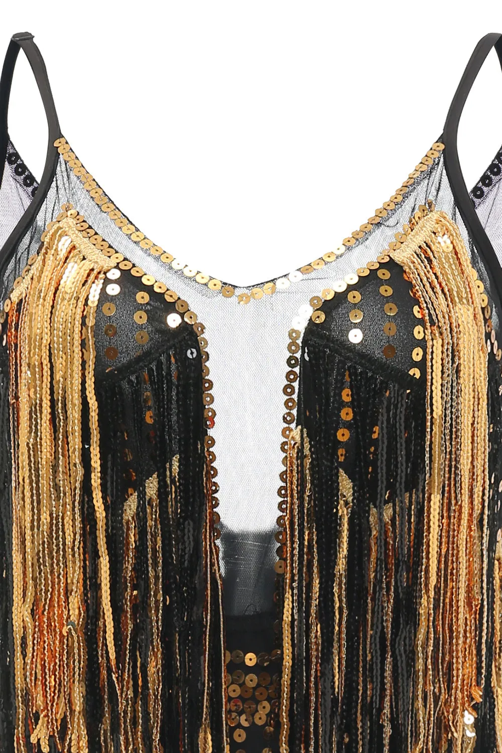 Black Golden Fringes 1920s Dress with Sequins sold by Zapaka product image thumbnail 4