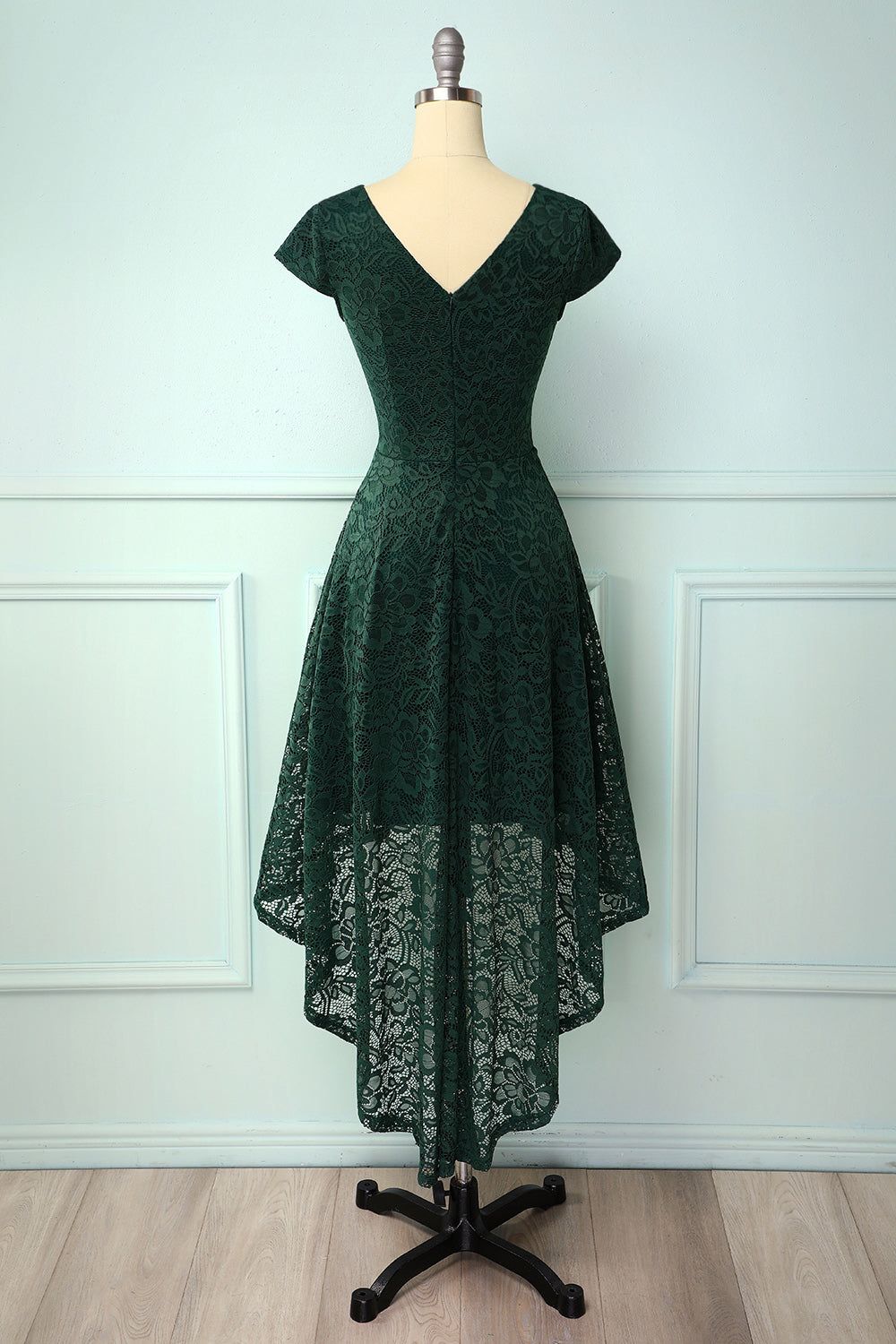 Dark Green High Low Lace Dress sold by Zapaka product image thumbnail 2