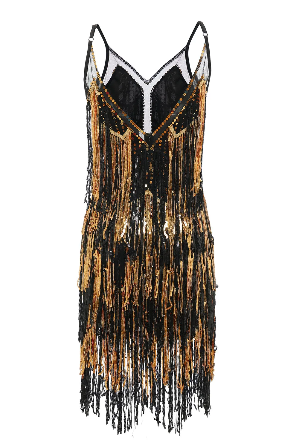Black Golden Fringes 1920s Dress with Sequins sold by Zapaka product image thumbnail 2