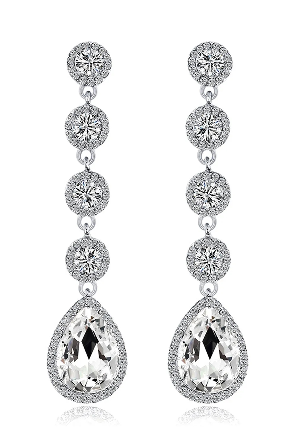 Bridal White Clear Crystal Wedding Earrings sold by Zapaka