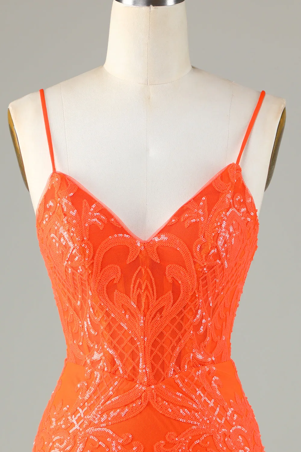 Sparkly Sequins Tight Orange Homecoming Dress sold by Zapaka product image thumbnail 5