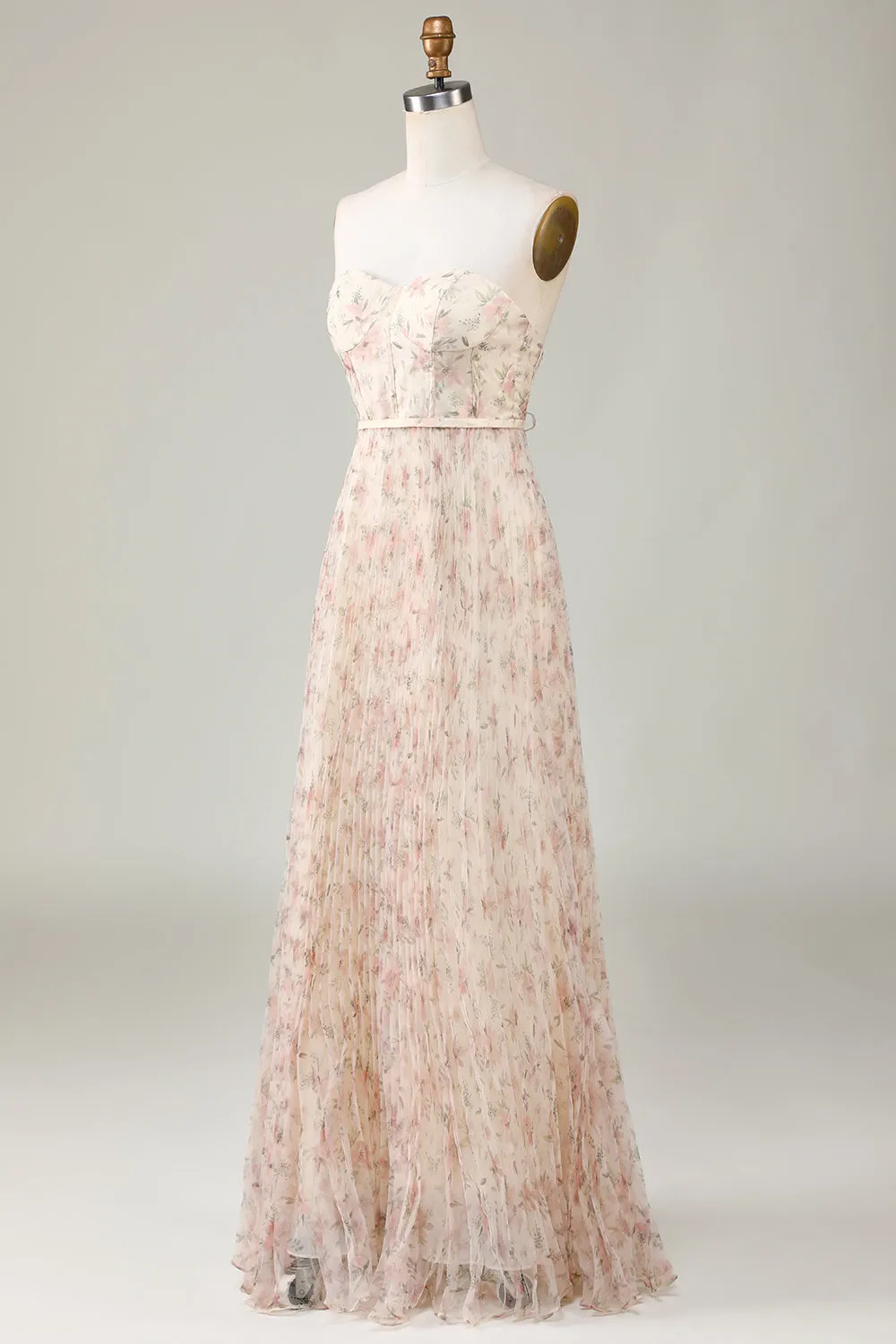 A-Line Sweetheart Champagne Flower Bridesmaid Dress sold by Zapaka product image thumbnail 3