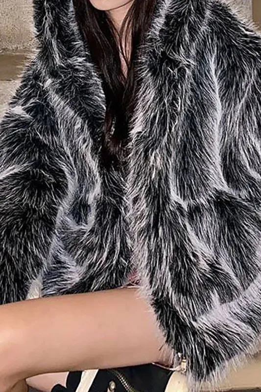 Black Hooded Festival Faux Fur Shearling Coat sold by Zapaka