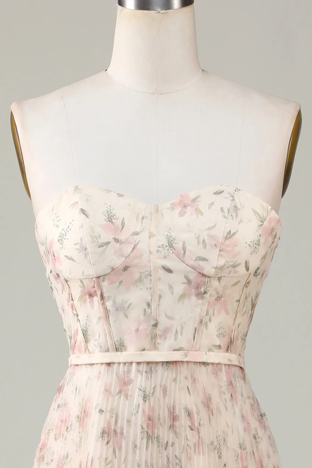 A-Line Sweetheart Champagne Flower Bridesmaid Dress sold by Zapaka product image thumbnail 4