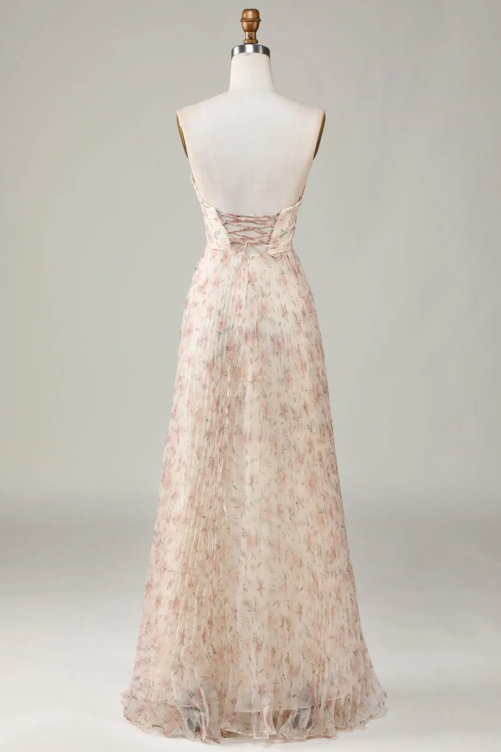 A-Line Sweetheart Champagne Flower Bridesmaid Dress sold by Zapaka product image thumbnail 2