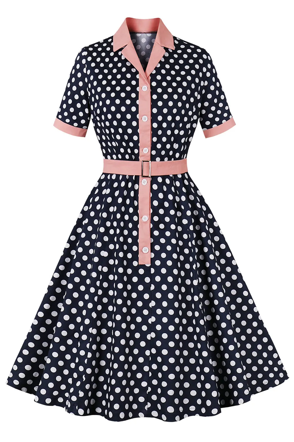 Black Pink Polka Dot Pinup 1950s Dress sold by Zapaka