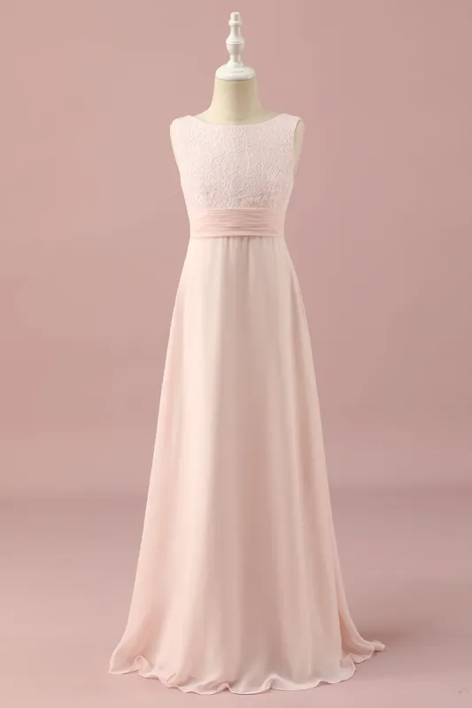 Light Pink Lace and Chiffon Junior Bridesmaid Dress sold by Zapaka