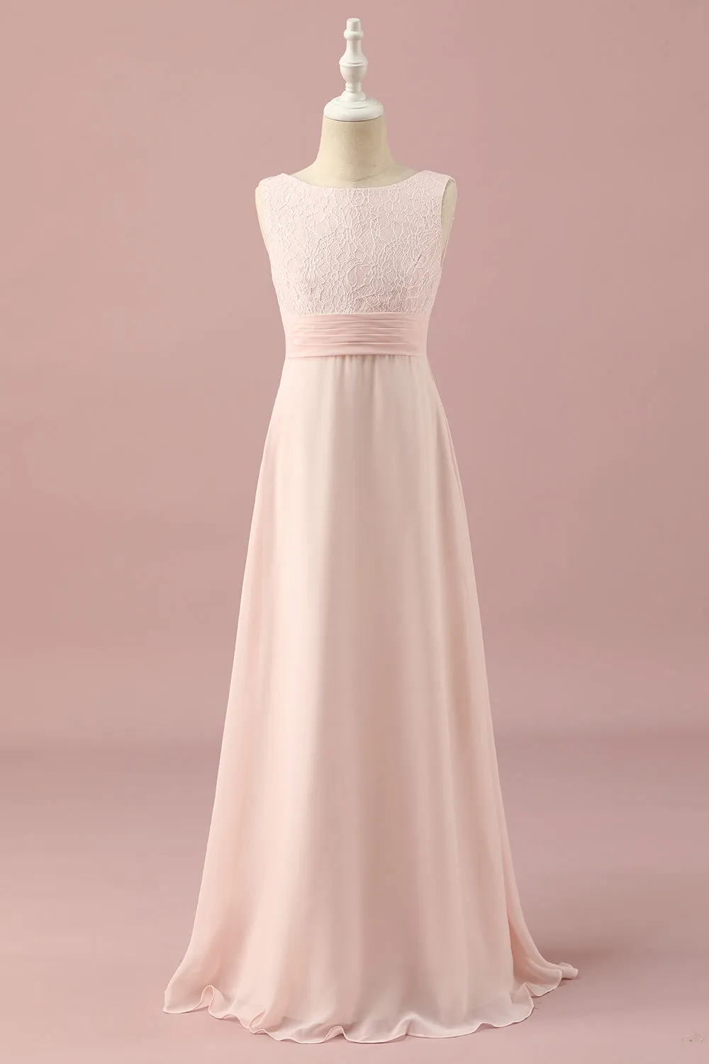 Light Pink Lace and Chiffon Junior Bridesmaid Dress sold by Zapaka