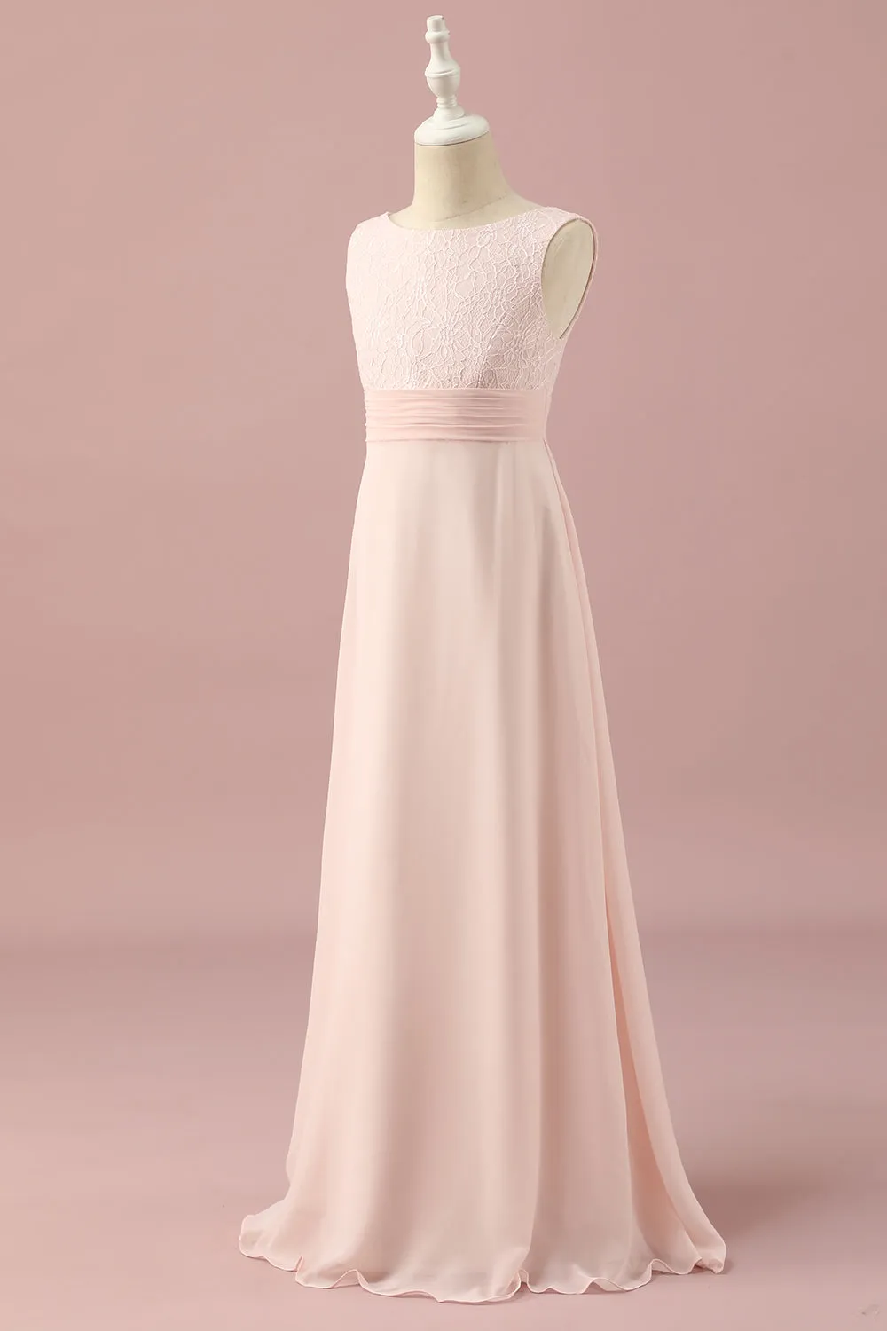 Light Pink Lace and Chiffon Junior Bridesmaid Dress sold by Zapaka product image thumbnail 3