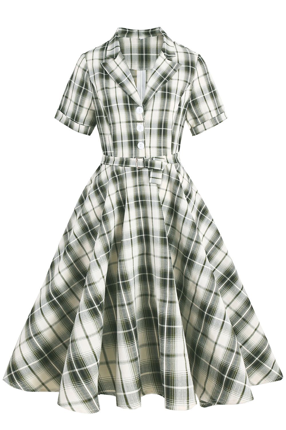 Vintage Green Plaid 1950s Swing Dress sold by Zapaka