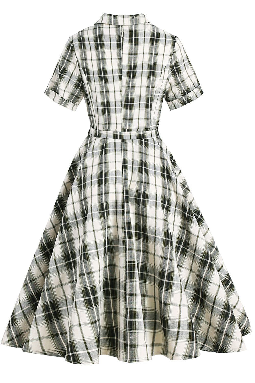 Vintage Green Plaid 1950s Swing Dress sold by Zapaka product image thumbnail 2