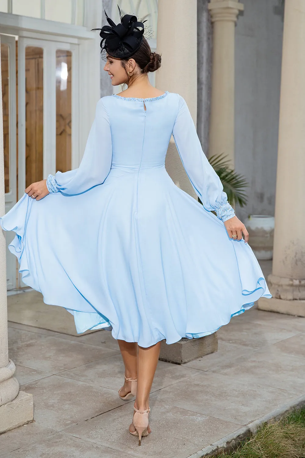 Sky Blue Chiffon Mother of the Bride Dress sold by Zapaka product image thumbnail 2