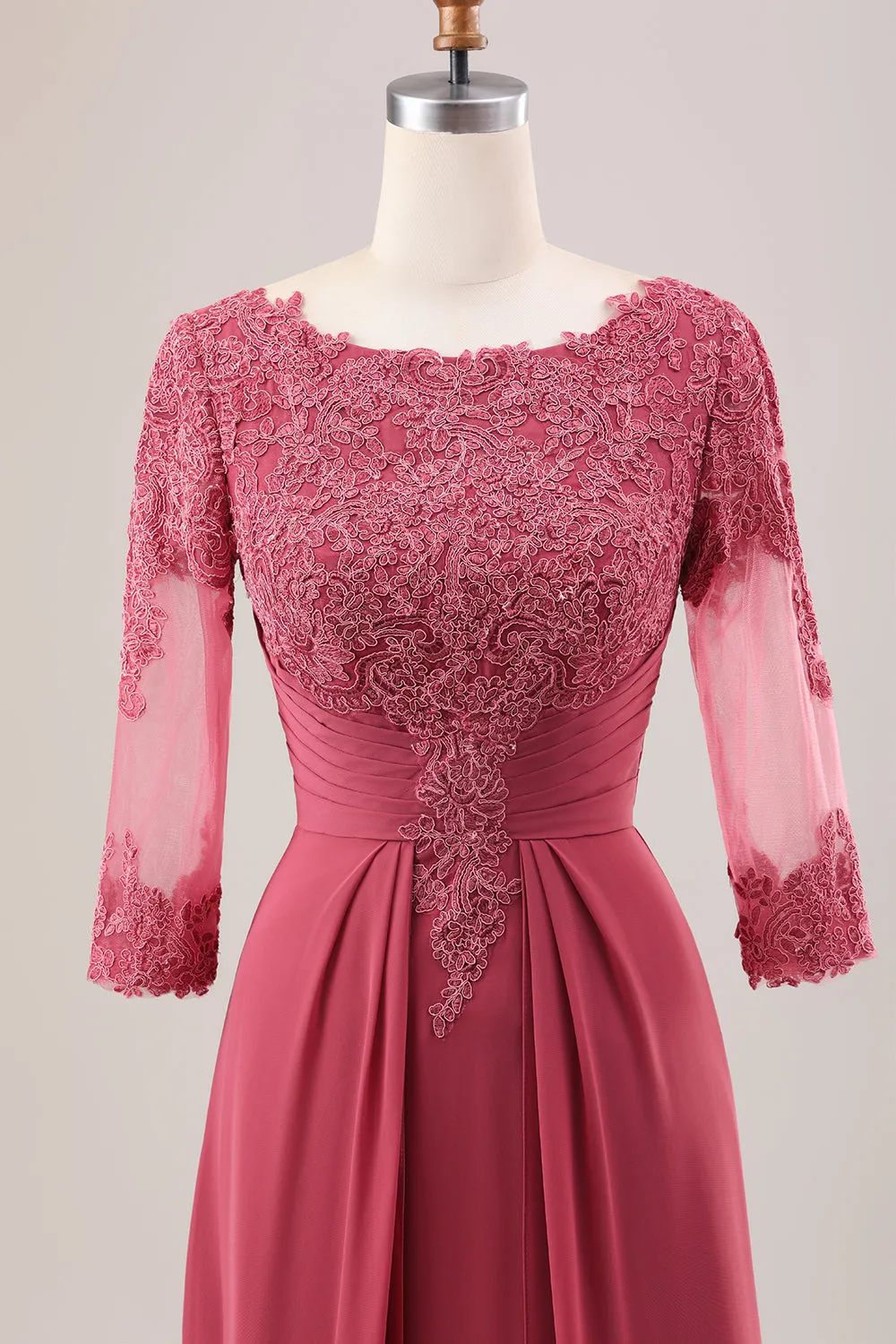 Terracotta A Line Scoop Neck Chiffon Mother of Bride Dress with Appliques sold by Zapaka product image thumbnail 4