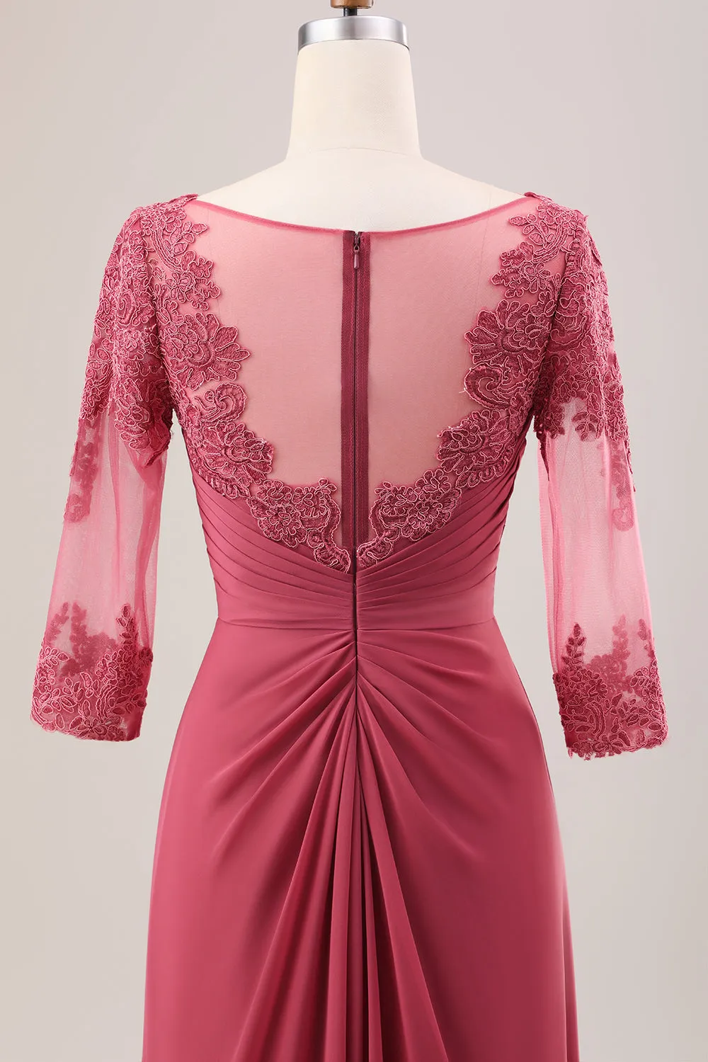 Terracotta A Line Scoop Neck Chiffon Mother of Bride Dress with Appliques sold by Zapaka product image thumbnail 5