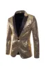 Sparkly Gold Notched Lapel Prom Blazer sold by Zapaka