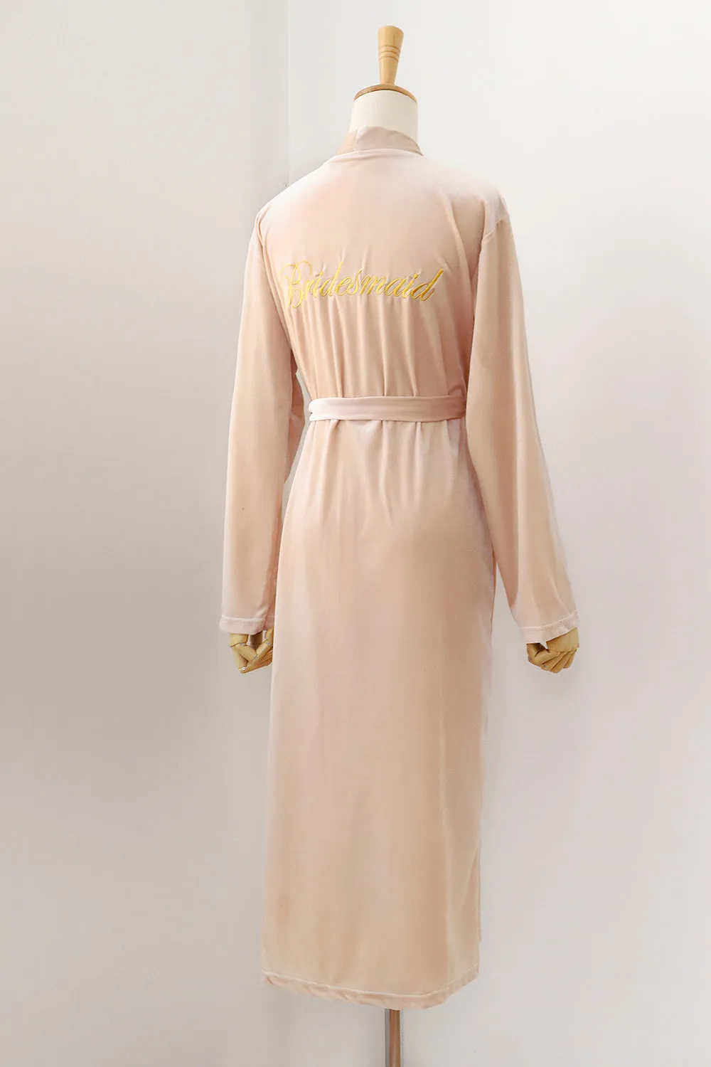 Burgundy Velvet Bride and Bridesmaid Tea Length Robe sold by Zapaka product image thumbnail 4