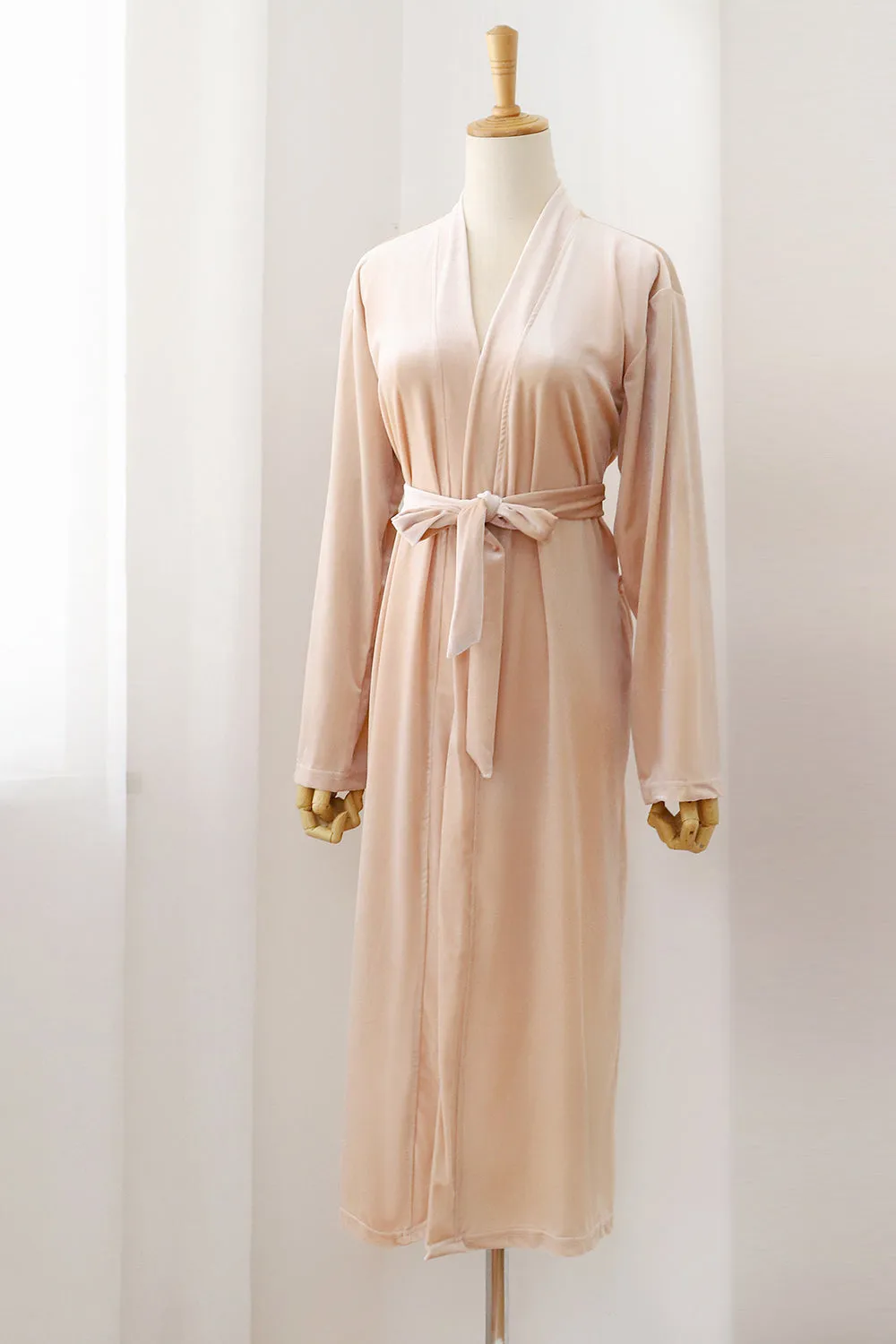 Burgundy Velvet Bride and Bridesmaid Tea Length Robe sold by Zapaka product image thumbnail 3