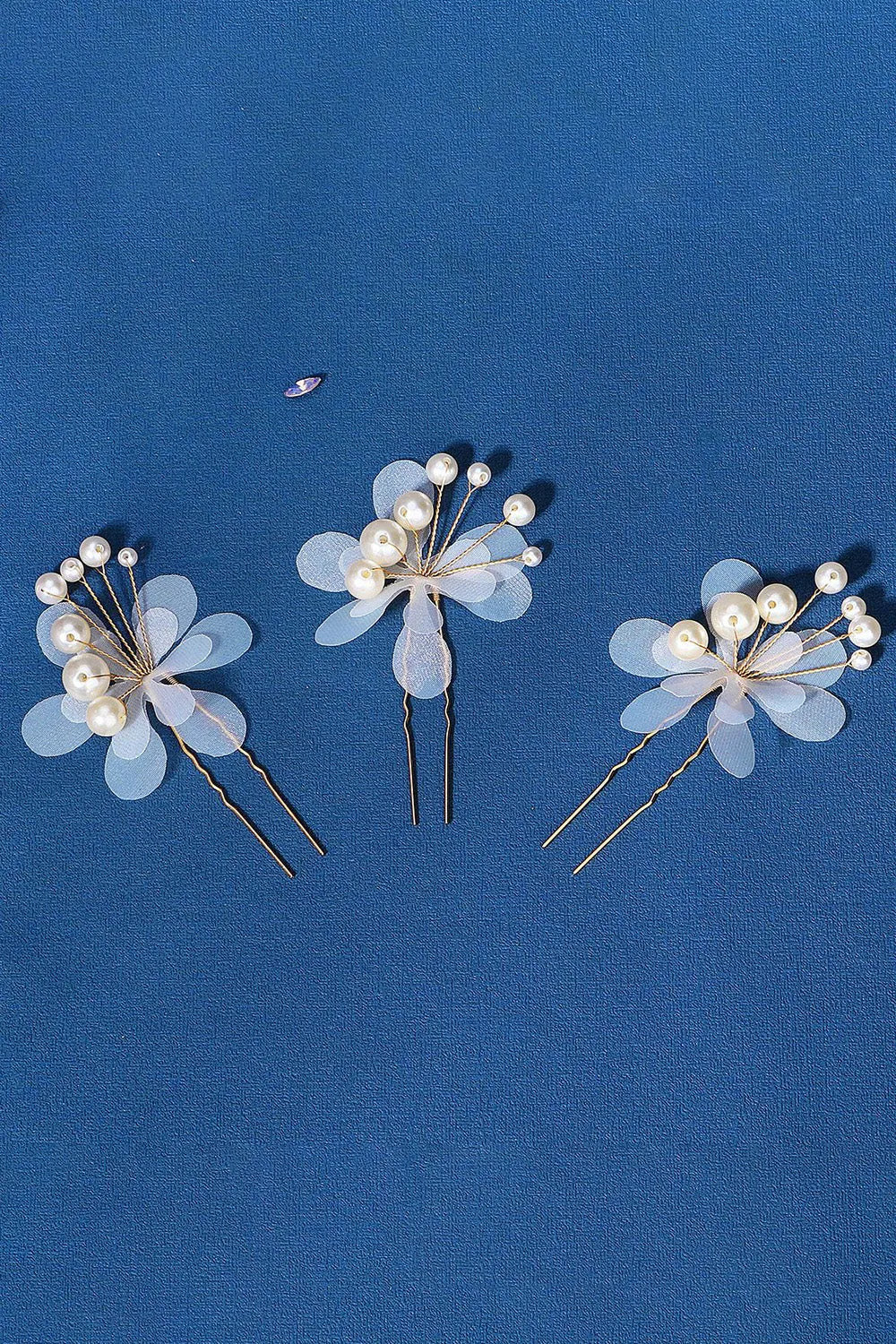Pearl Three Pieces Handmade Flower Bridal Hair Clip sold by Zapaka product image thumbnail 5