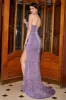 Mermaid Light Purple Sparkly Sequins Prom Dress with Slit sold by Zapaka