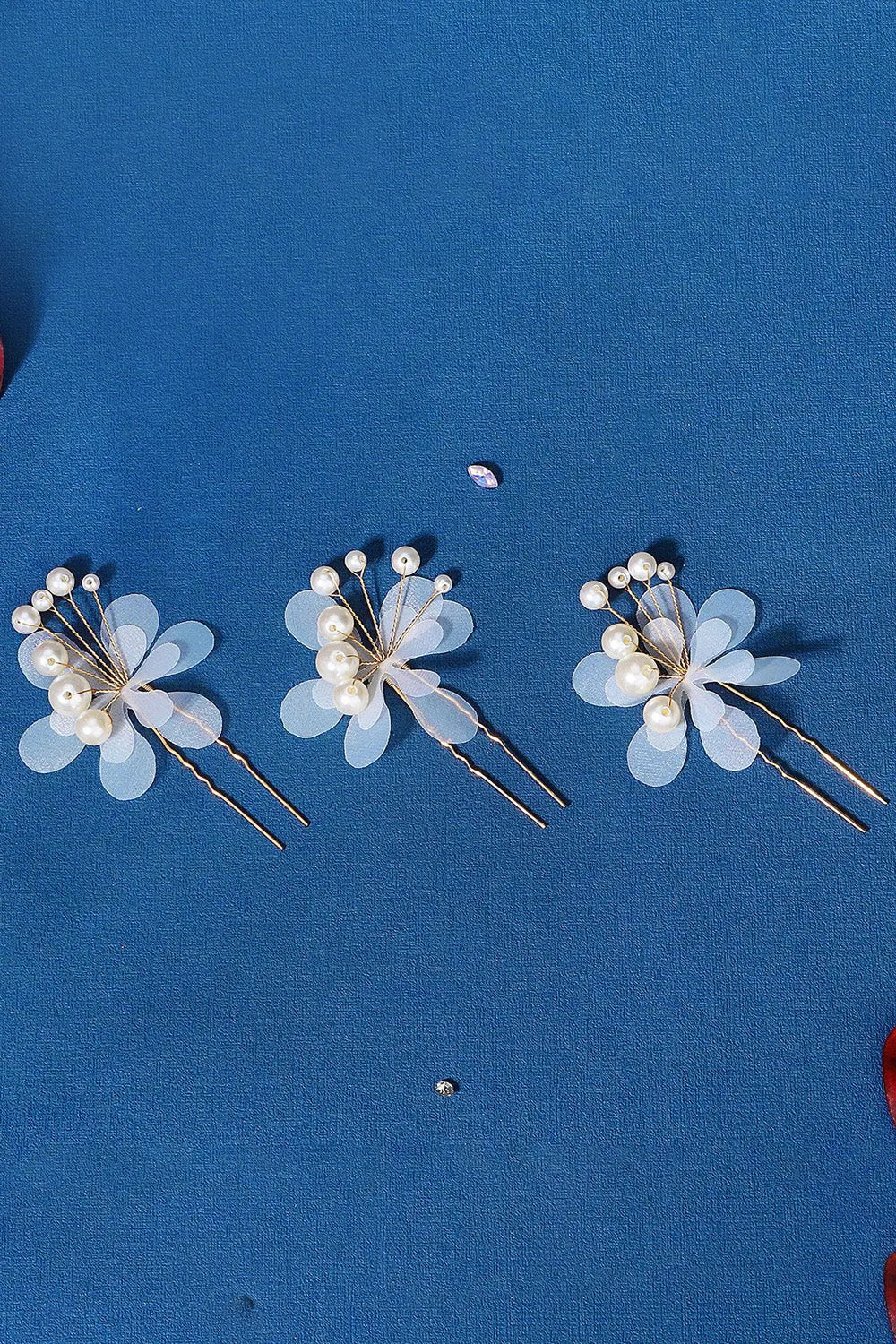 Pearl Three Pieces Handmade Flower Bridal Hair Clip sold by Zapaka product image thumbnail 3